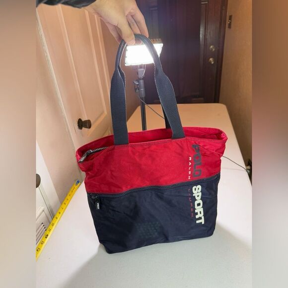 Polo Ralph Lauren Handbags - Polo Sport Ralph Lauren Vintage Spell Out Colorblock Navy Red Nylon Tote
